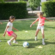 Girls playing soccer