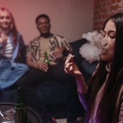 Teens smoking marijuana