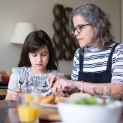 Mother and daughter cooking